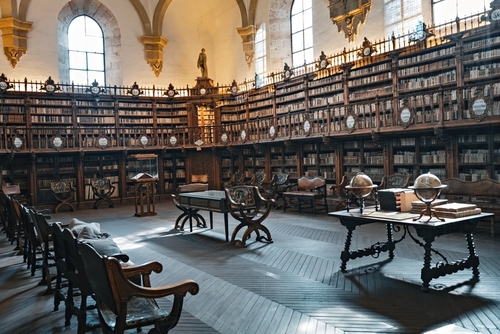 Old library in the University of Salamanca Spain