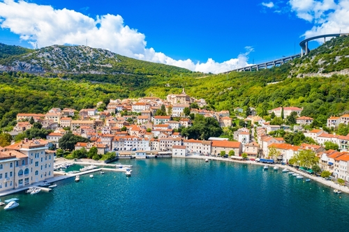 Aerial view of the town of Bakar in Kvarner Bay, Adriatic coast of Croatia