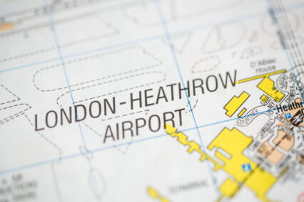 London-Heathrow Airport. London, UK map.