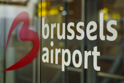 Sign and logo of the Brussel Airport.