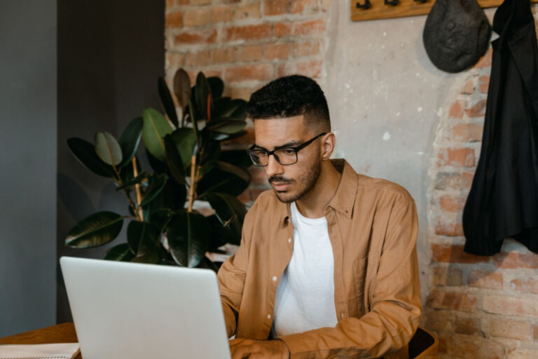 man working on laptop