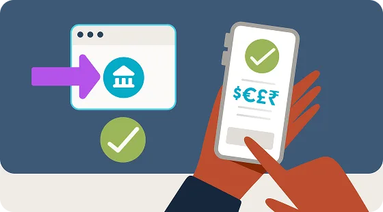 Illustration of a payment routed directly into a local bank account